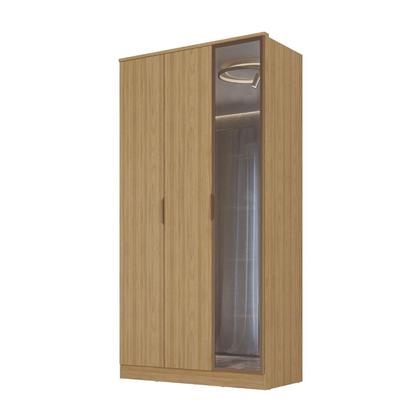Imagem de Guarda Roupa Solteiro 1,20m 3 Portas c/ Reflecta e LED