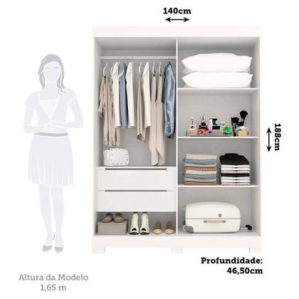 Imagem de Guarda Roupa Solteiro 140cm 2 Portas de Correr com Espelho 100% Mdf Cinerária Espresso Móveis