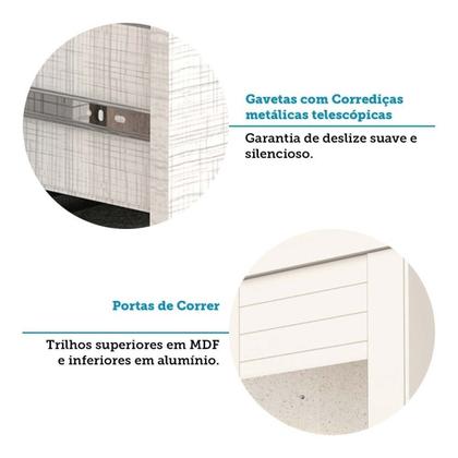 Imagem de Guarda Roupa Solteiro 140cm 2 Portas de Correr com Espelho 100% Mdf Cinerária Espresso Móveis