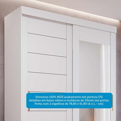 Imagem de Guarda-Roupa Solteiro 160cm 2 Portas de Correr com Espelhos 100% Mdf Dubai Espresso Móveis