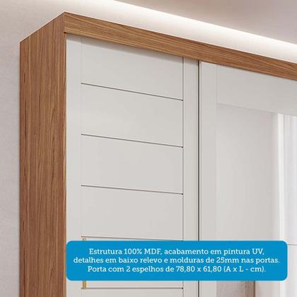 Imagem de Guarda-roupa Solteiro 160cm 2 Portas de Correr com Espelhos 100% Mdf Dubai Espresso Móveis