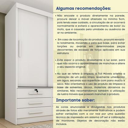 Imagem de Guarda Roupa Solteiro 2 Portas 6 Gavetas 133cm Chicago Branco/Neve