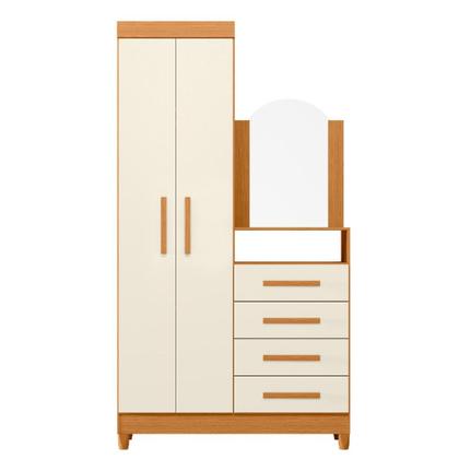 Imagem de Guarda Roupa Solteiro 2 Portas com Cômoda 3 Gavetas com Pés e Espelho New Capri Albatroz