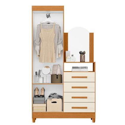 Imagem de Guarda Roupa Solteiro 2 Portas com Cômoda 3 Gavetas com Pés e Espelho New Capri Albatroz