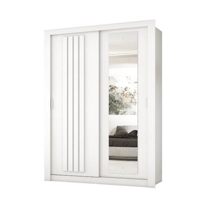 Imagem de Guarda Roupa Solteiro 2 Portas Darvi Lux Carraro Ripado Branco