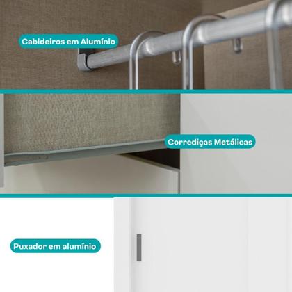Imagem de Guarda Roupa Solteiro 2 Portas Darvi Lux Carraro Ripado Branco