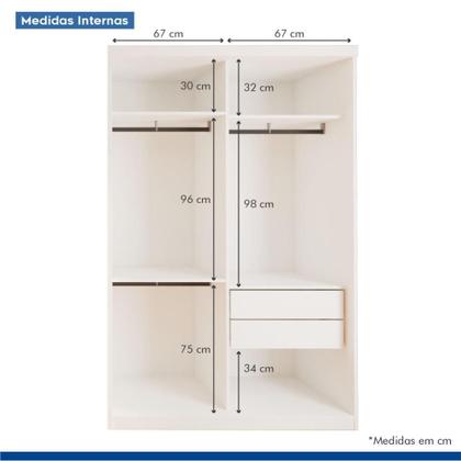 Imagem de Guarda Roupa Solteiro 2 Portas de Correr 2 Gavetas e 3 Espelhos Salvador Plus