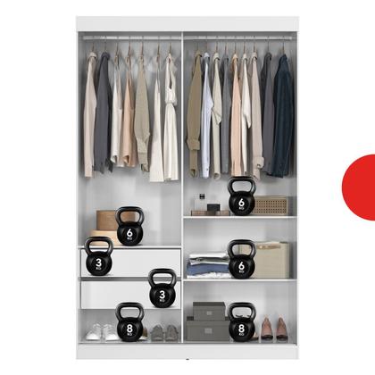 Imagem de Guarda-Roupa Solteiro 2 Portas de Correr 2 Gavetas e 6 Espelhos Peônia Yescasa