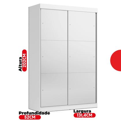 Imagem de Guarda-Roupa Solteiro 2 Portas de Correr 2 Gavetas e 6 Espelhos Peônia Yescasa