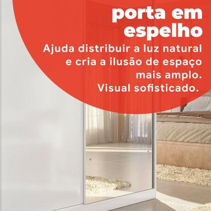 Imagem de Guarda-Roupa Solteiro 2 Portas de Correr 2 Gavetas e Espelho Peônia Yescasa