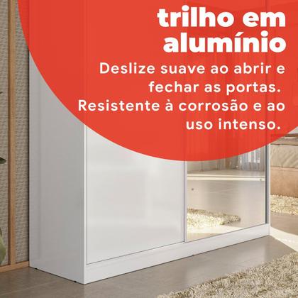 Imagem de Guarda-Roupa Solteiro 2 Portas de Correr 2 Gavetas e Espelho Peônia Yescasa