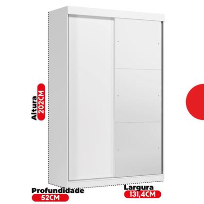 Imagem de Guarda-Roupa Solteiro 2 Portas de Correr 2 Gavetas e Espelho Peônia Yescasa