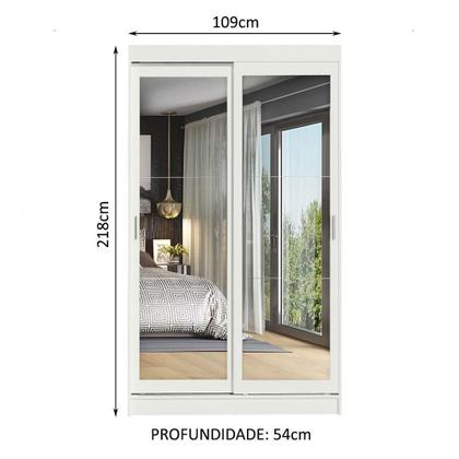 Imagem de Guarda-roupa Solteiro 2 Portas de Correr 2 Gavetas Madesa