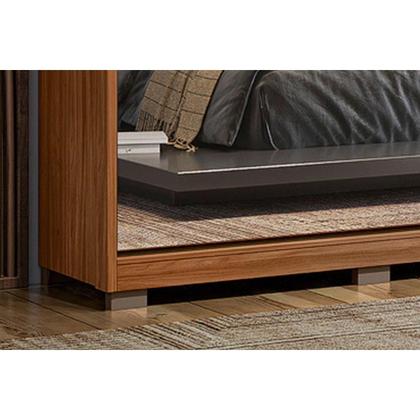 Imagem de Guarda Roupa Solteiro 2 Portas de Correr 3 Gavetas c/ Espelho e Pés Belga Amêndola Touch - Demóbile