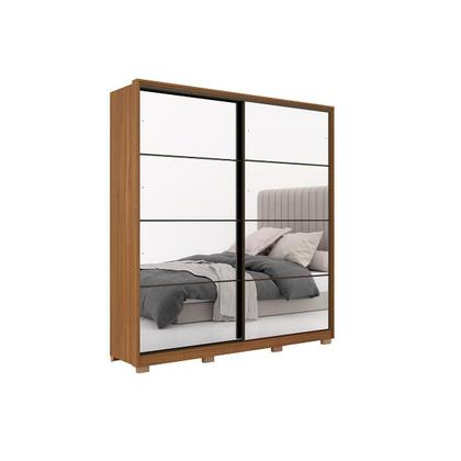 Imagem de Guarda Roupa Solteiro 2 Portas de Correr 3 Gavetas c/ Espelho e Pés Belga Amêndola Touch - Demóbile