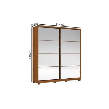 Imagem de Guarda Roupa Solteiro 2 Portas de Correr 3 Gavetas c/ Espelho e Pés Belga Amêndola Touch - Demóbile