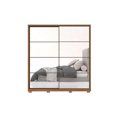 Imagem de Guarda Roupa Solteiro 2 Portas de Correr 3 Gavetas c/ Espelho e Pés Belga Amêndola Touch - Demóbile