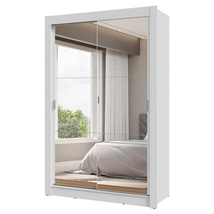 Imagem de Guarda-Roupa Solteiro 2 Portas de Correr com Espelhos 2 Gavetas Branco Vivare Madesa
