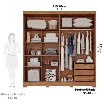 Imagem de Guarda-Roupa Solteiro 2 Portas de Correr com Espelhos 231cm 100% MDF Ravenna Espresso Móveis