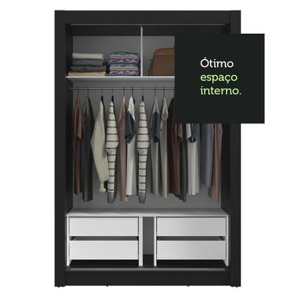 Imagem de Guarda-Roupa Solteiro 2 Portas de Correr com Espelhos 4 Gavetas Preto Vivare Plus Madesa
