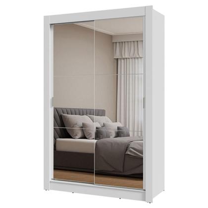 Imagem de Guarda-Roupa Solteiro 2 Portas de Correr com Espelhos Branco Milano Madesa