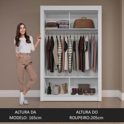 Imagem de Guarda-Roupa Solteiro 2 Portas de Correr com Espelhos Branco Milano Madesa