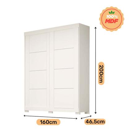 Imagem de Guarda Roupa Solteiro 2 Portas de Correr Helena Prime ACP MÓVEIS Branco - 100% MDF