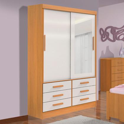 Guarda Roupa Solteiro 2 Portas e 6 Gavetas Com Espelho - Alpoim Imagem de Guarda Roupa Solteiro 2 Portas e 6 Gavetas Com Espelho