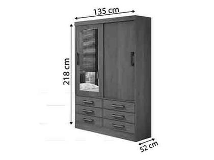 Imagem de Guarda Roupa Solteiro 2 Portas e 6 Gavetas Com Espelho