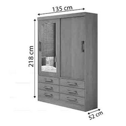 Guarda Roupa Solteiro 2 Portas e 6 Gavetas Com Espelho - Alpoim Imagem de Guarda Roupa Solteiro 2 Portas e 6 Gavetas Com Espelho