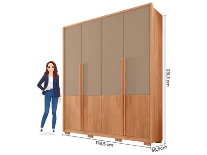 Imagem de Guarda-roupa Solteiro 3 Gavetas 4 Portas Caemmun Francis