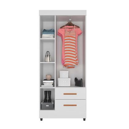 Imagem de Guarda Roupa Solteiro 3 Portas 2 Gavetas com Pés Lite Branco/Brilho