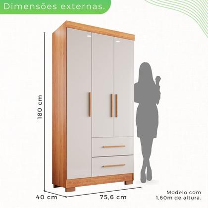 Imagem de Guarda-roupa Solteiro 3 Portas 2 Gavetas Estrela Premium