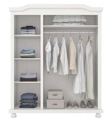 Imagem de Guarda-Roupa Solteiro 3 Portas 4 Prateleiras Madeira Maciça Provençal Bastian