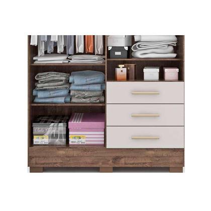 Imagem de Guarda Roupa Solteiro 4 Portas (2 c/ Espelho) e 3 Gavetas Débora Cinamomo - ACP