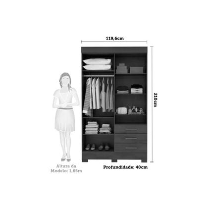 Imagem de Guarda Roupa Solteiro 4 Portas (2 c/ Espelho) e 3 Gavetas Débora Cinamomo - ACP
