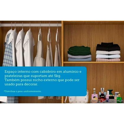Imagem de Guarda Roupa Solteiro 4 Portas (2 c/ Espelho) e 3 Gavetas Débora Cinamomo - ACP