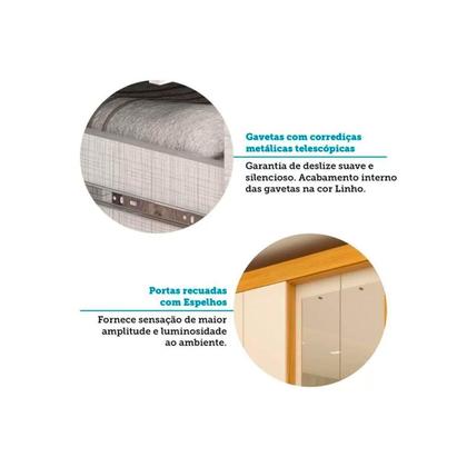 Imagem de Guarda Roupa Solteiro 4 Portas (2 c/ Espelho) e 3 Gavetas Débora Cinamomo - ACP