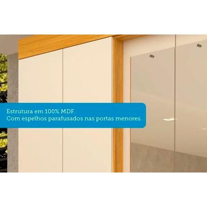 Imagem de Guarda Roupa Solteiro 4 Portas (2 c/ Espelho) e 3 Gavetas Débora Cinamomo - ACP