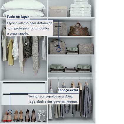 Imagem de Guarda-roupa Solteiro 4 Portas 2 Gavetas Alonzo 100% MDF
