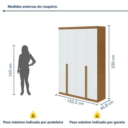Imagem de Guarda Roupa Solteiro 4 Portas 2 Gavetas Alonzo 100% MDF