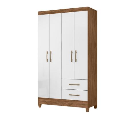 Imagem de Guarda Roupa Solteiro 4 portas 2 gavetas Chile - Naturale / Branco