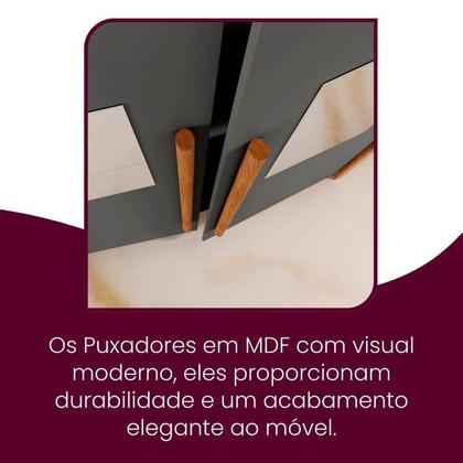 Imagem de Guarda Roupa Solteiro 4 Portas 2 Gavetas com Espelho MDF Veracruz Cinza/Marromle/Grafite
