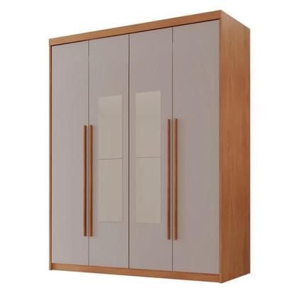 Imagem de Guarda Roupa Solteiro 4 Portas 2 Gavetas com Espelho MDF Veracruz Off White/Marromle
