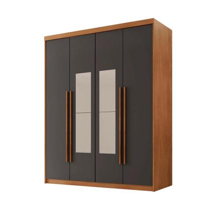 Imagem de Guarda Roupa Solteiro 4 Portas 2 Gavetas com Espelho MDF Veracruz