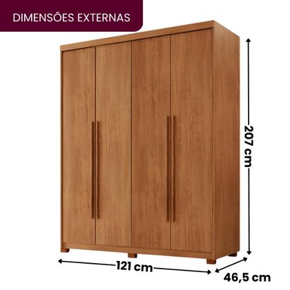 Imagem de Guarda Roupa Solteiro 4 Portas 2 Gavetas com Pés MDF Veracruz