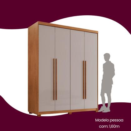 Imagem de Guarda Roupa Solteiro 4 Portas 2 Gavetas com Pés MDF Veracruz