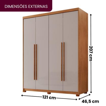 Imagem de Guarda Roupa Solteiro 4 Portas 2 Gavetas com Pés MDF Veracruz