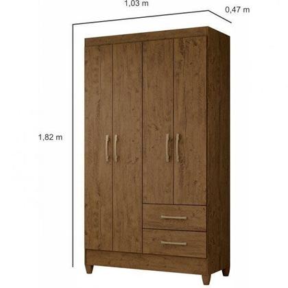 Imagem de Guarda-Roupa Solteiro 4 Portas 2 Gavetas e Pés Chile