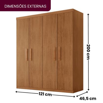 Imagem de Guarda Roupa Solteiro 4 Portas 2 Gavetas MDF Petra